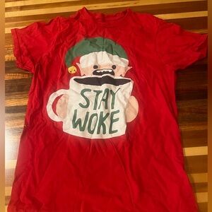 Red Graphic T-Shirt with Santa Design